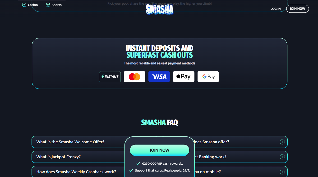 Smasha Casino Payments